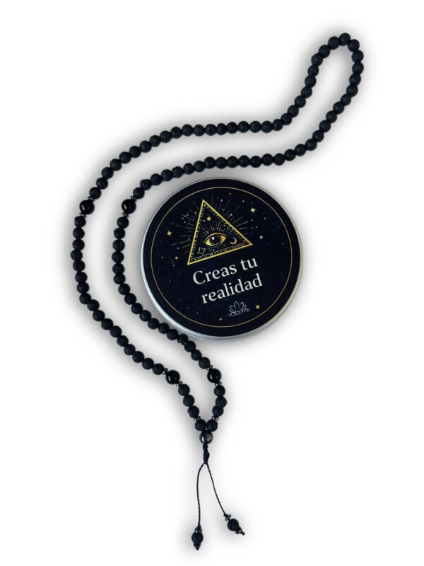 Collar masculino de ónix, piedra volcánica y hematita